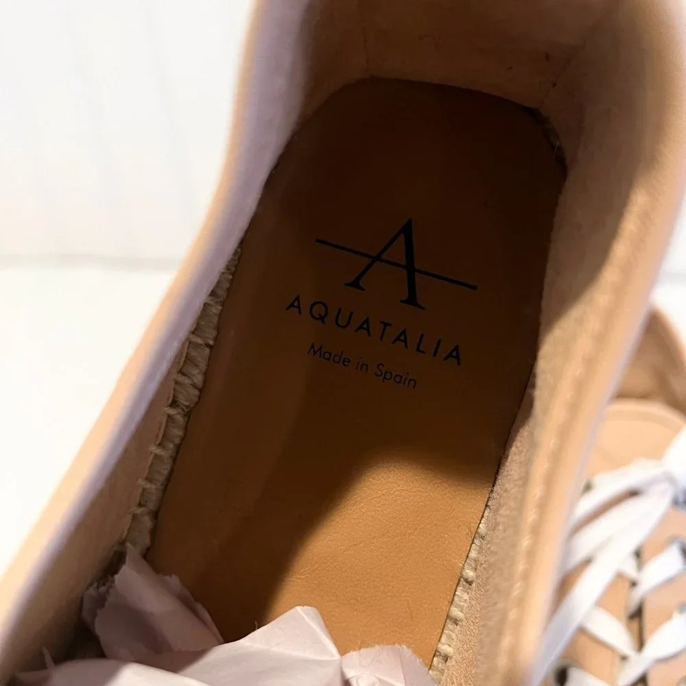 Aquatalia Cream Leather Lace Up Resortwear Beach Designer Casual Espadrilles 9 - Picture 4 of 9